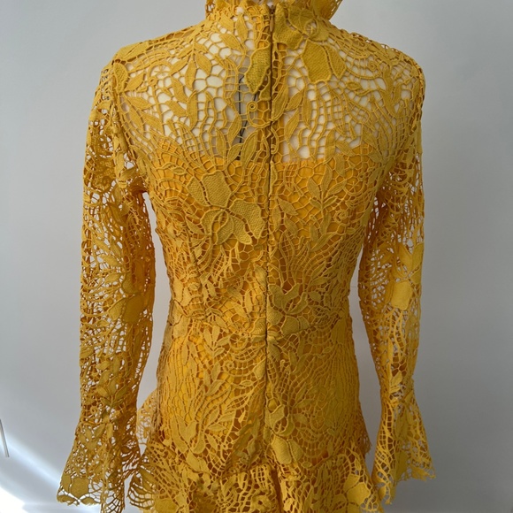 Glory Connection Yellow Rebekah Ruffle Lace Maxi Elegant Dress NWT - Picture 14 of 16